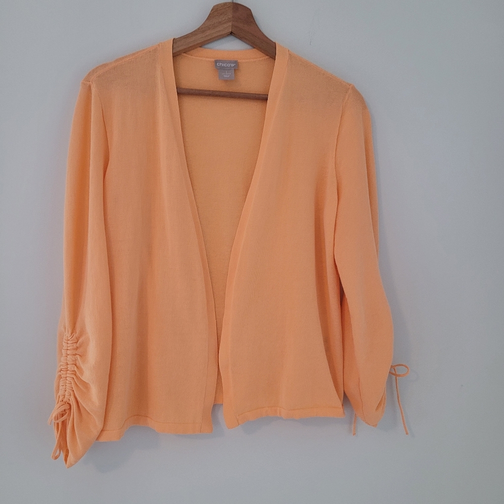Chico's Open Front peach/orange Cardigan size 1 medium 8
